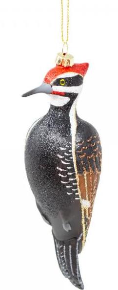 COBANED459 - Margaret Cobane Hand Blown Glass  Pileated Woodpecker Ornament
