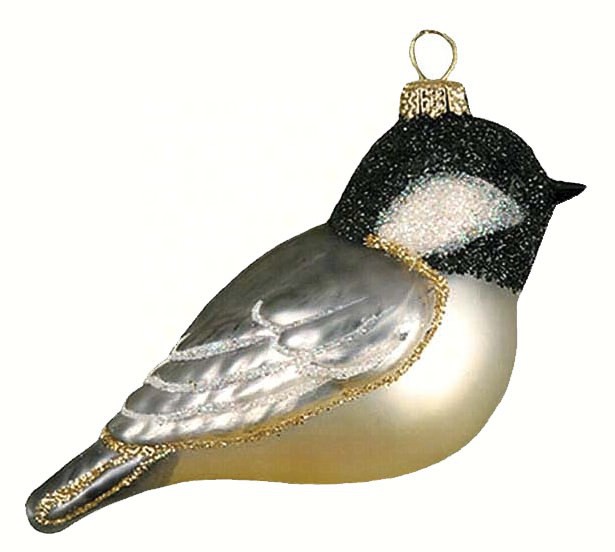 COBANEC420 - Margaret Cobane Hand Blown Glass Christmas Chickadee Ornaments